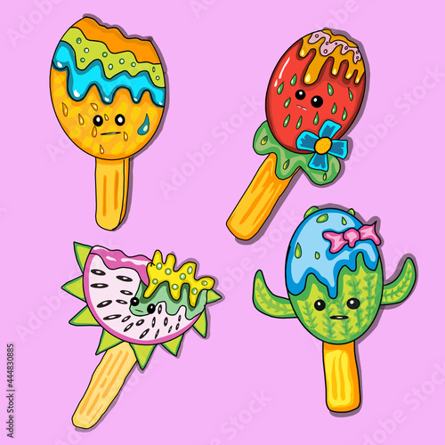 mascot  character ice cram set cartoon,illustrastion vector eps.