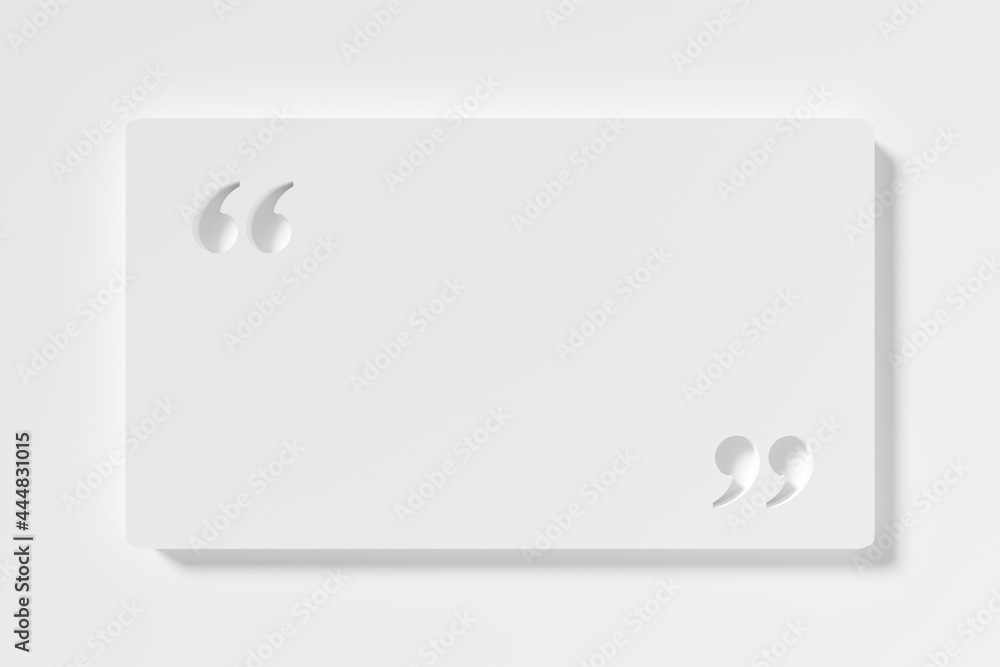 Empty, blank quotation mark speech bubble on white background, quote, speech or message template frame - obrazy, fototapety, plakaty 