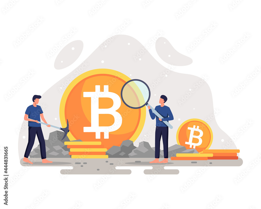 Crypto currency mining illustration - obrazy, fototapety, plakaty 