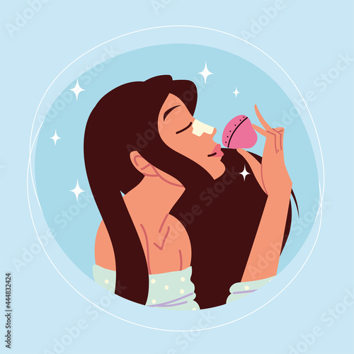 woman applying foundation