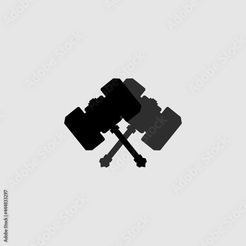 2 mythical crossed, hammer, sign symbol, vector illustration