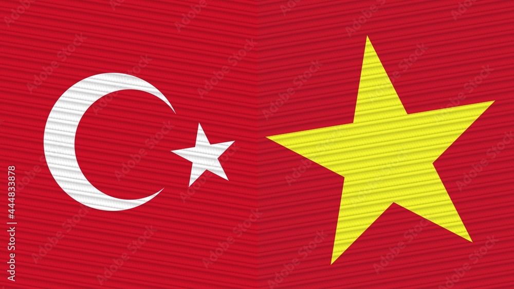 Vietnam and Turkey Two Half Flags Together Vietnam and Turkey Two Half Flags Together