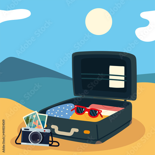 suitcase in the beach