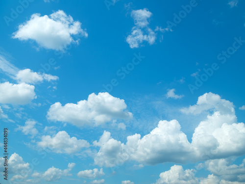 white clouds on blue sky background.