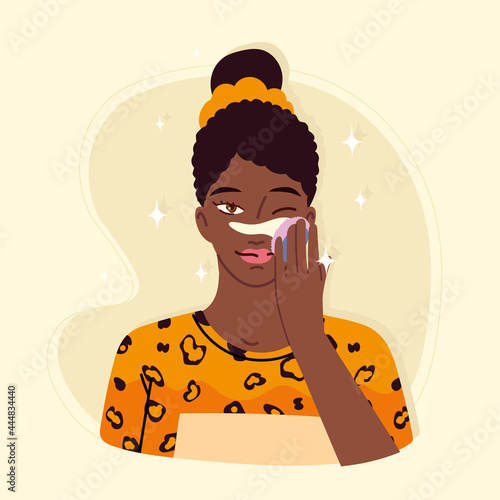 woman apply powder cosmetic