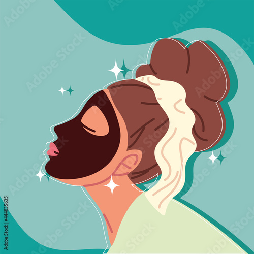 woman applying mask