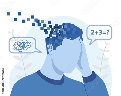 Memory loss and dementia, brain disease concept