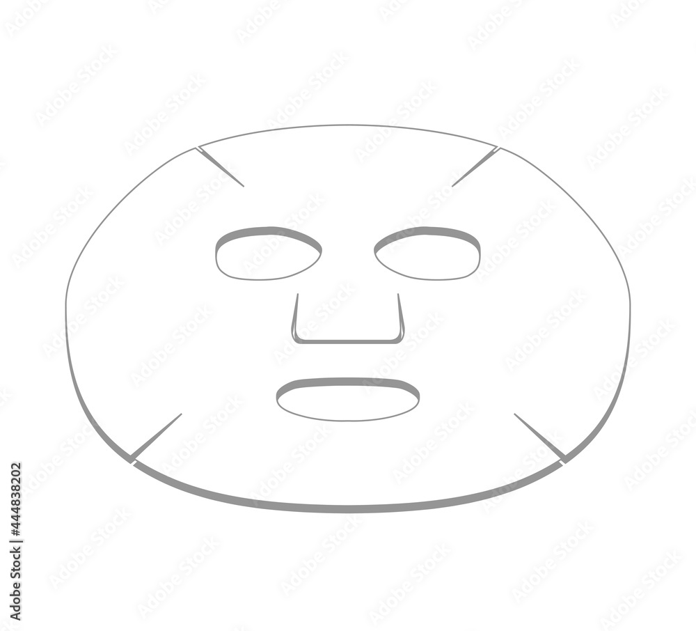 Diagram of a white disposable fabric cosmetic face mask Diagram of a white disposable fabric cosmetic face mask