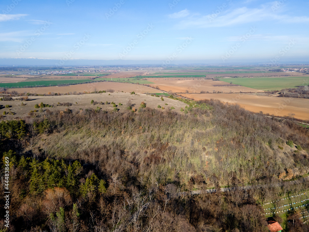 Aerial view of Upper Thracian Plain near Asenovgrad, Bulgaria