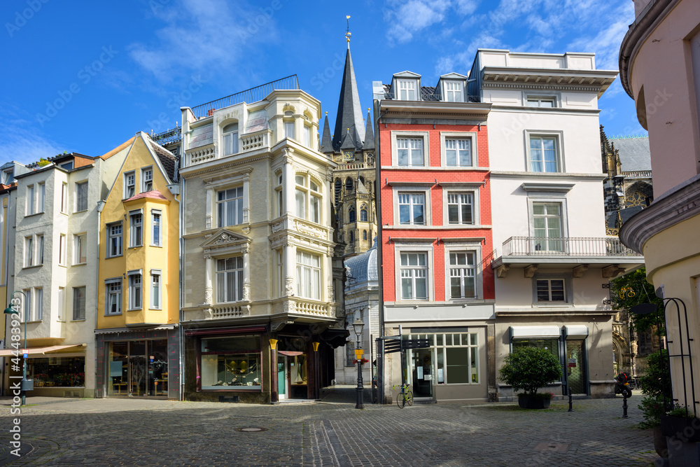Colorful houses in the Old town of Aachen, Germany