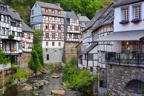 Medieval half-timbered houses in Monschau town, Germany