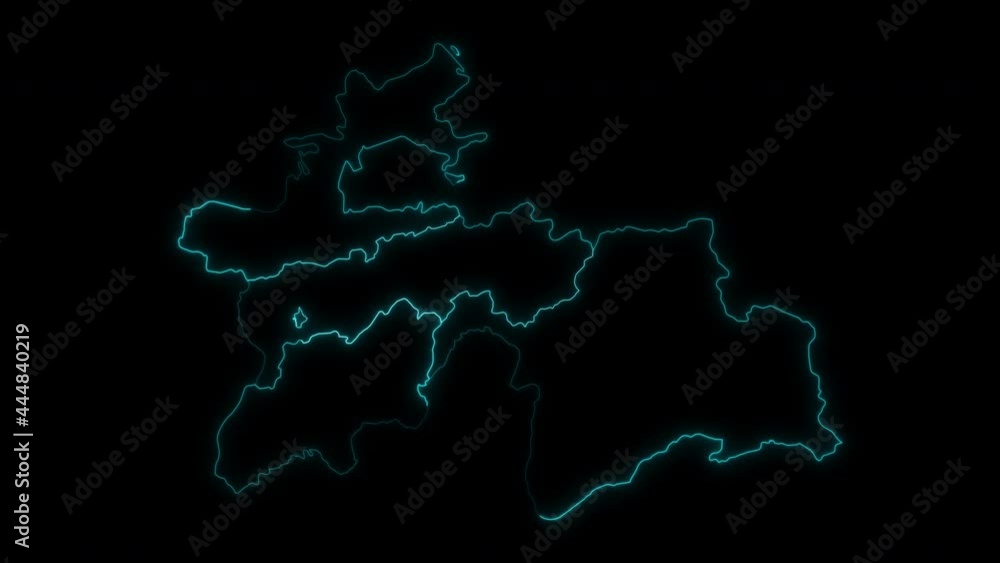 Animated Outline Map of Tajikistan with Regions Animated Outline Map of Tajikistan with Regions
