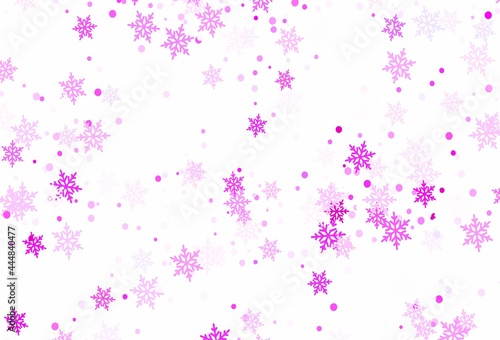 Light Purple  Pink vector texture with colored snowflakes.