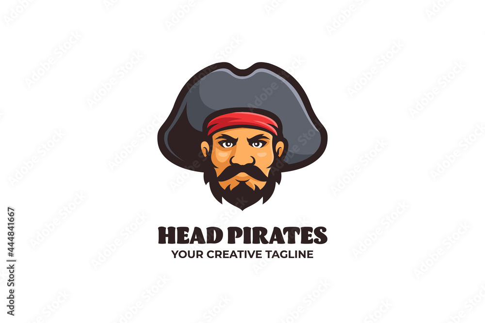 Pirate Head Mascot Character Logo Template