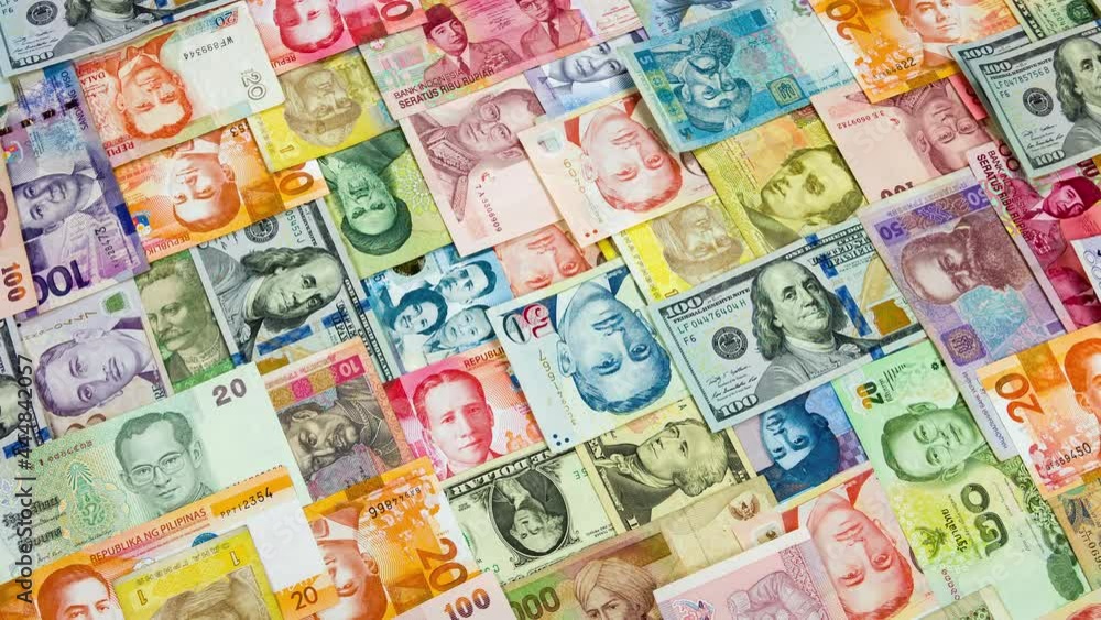 Portraits of the leaders on the banknotes of different countries.