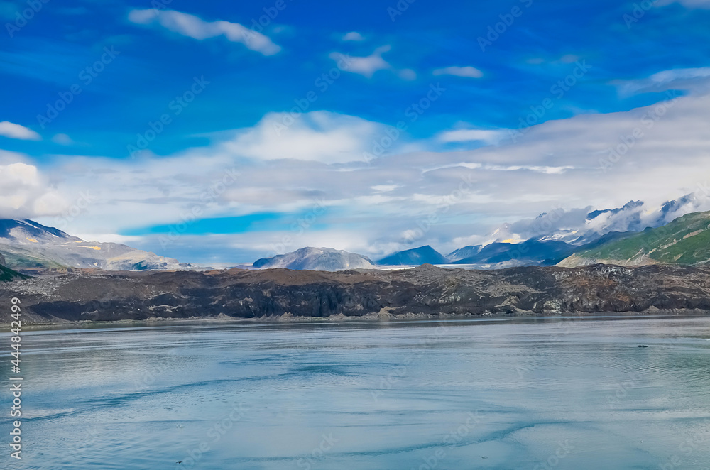 Alaska landscape mountains and water, aerial perspective view. Mountains reflection in the water. Remote location, unplugged. Wild beauty in nature. Untouched environment. Alaska landscape mountains and water, aerial perspective view. Mountains reflection in the water. Remote location, unplugged. Wild beauty in nature. Untouched environment.