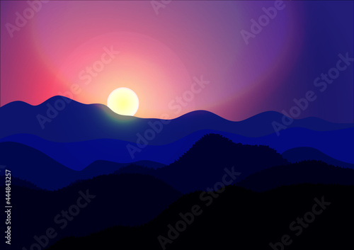 sunset in mountains