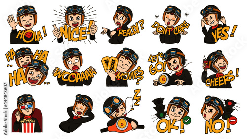 set of cartoon people vector biker teenager reckless rebel