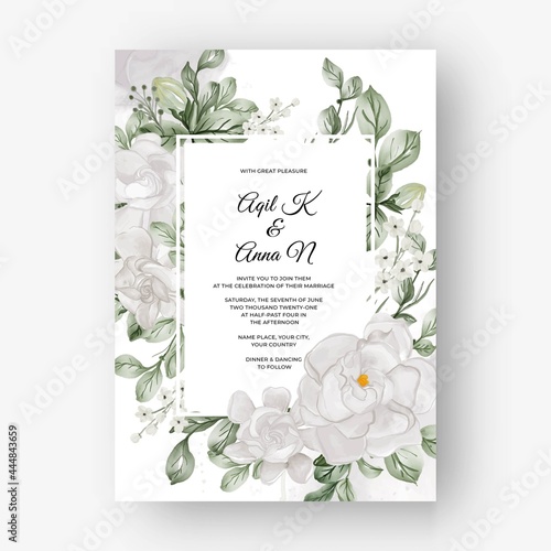 beautiful floral frame for wedding with gardenia white flower