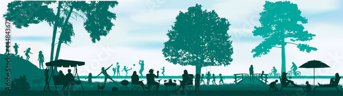 People silhouettes in nature. Conceptual work.