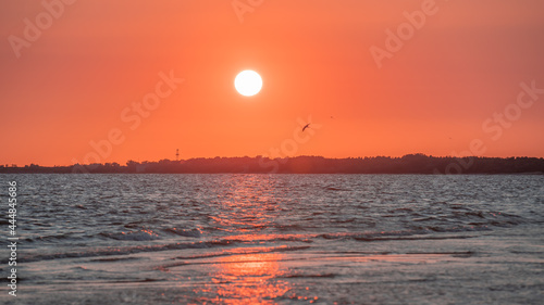 sunset on the sea horizon