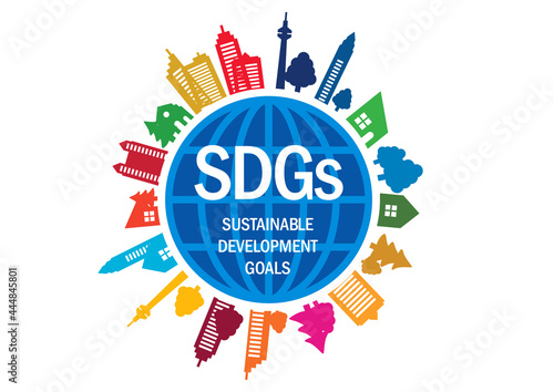 SDGs-持続可能な開発目標の街並みシルエットイメージマーク