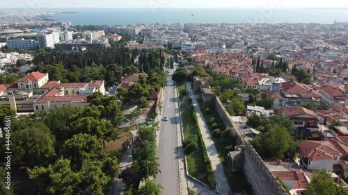 Aerial Footage of Thessaloniki, The Old City Walls and  Castles photo