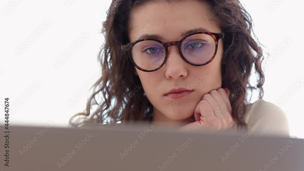 Online education lady student does homework via laptop Spbi Online education lady student does homework via laptop Spbi