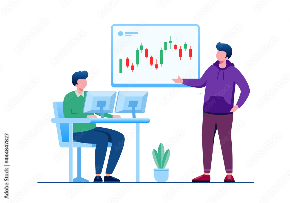 Trading stock and forex flat vector illustration for banner 