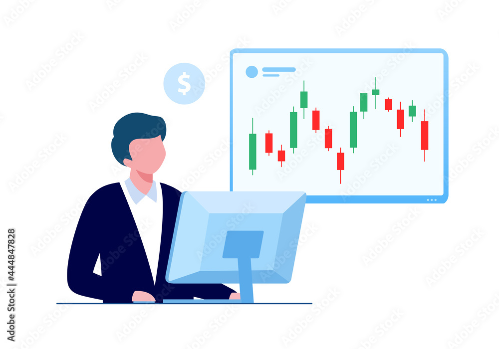 Trading stock and forex flat vector illustration for banner Trading stock and forex flat vector illustration for banner