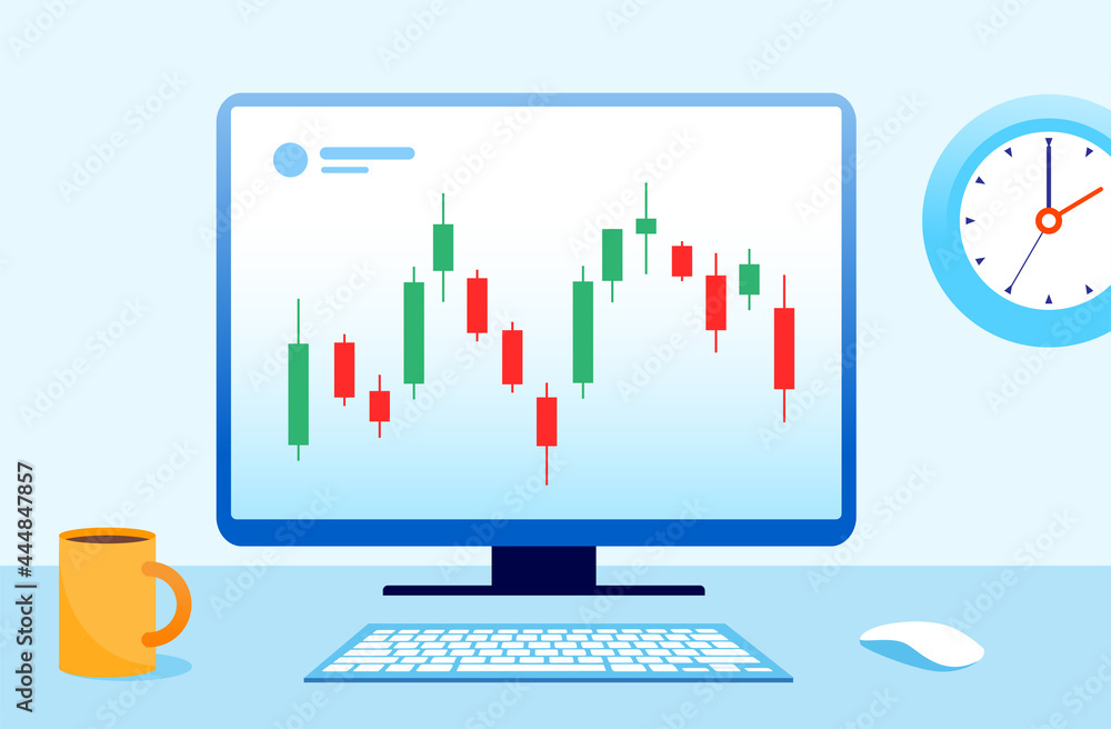Trading stock and forex flat vector illustration for banner Trading stock and forex flat vector illustration for banner