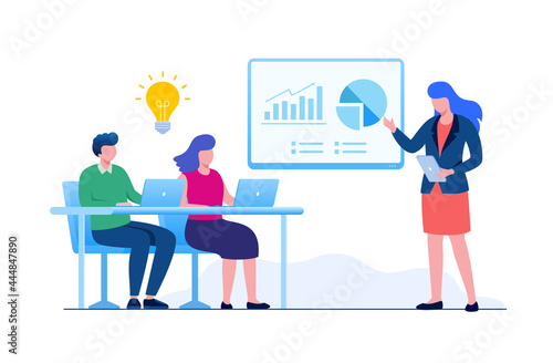 Brainstorming team or conversation concept flat vector illustration for banner landing page 
