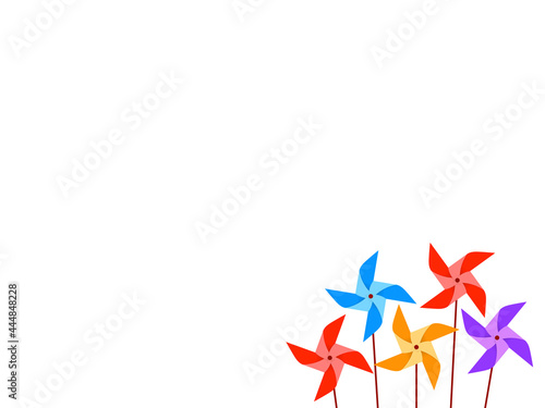 カラフル風車(かざぐるま)フラットイメージ背景 photo