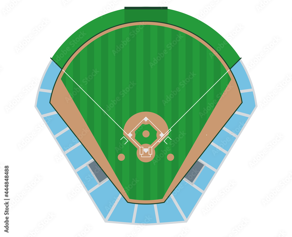 野球場ベースボールパーク スタジアムの俯瞰のイラスト 観客席あり Vector De Stock Adobe Stock