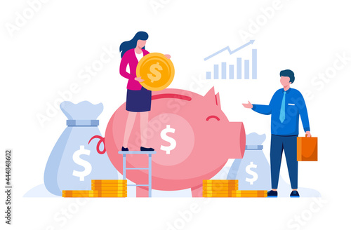 Money investment flat vector illustration for banner and landing page 