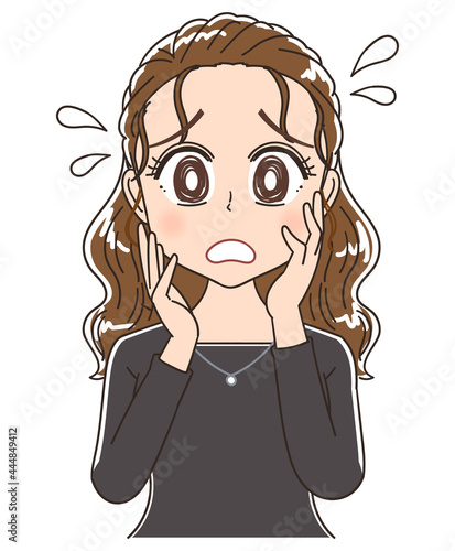 顔面コンプレックスを持つ女性（醜形恐怖症）のイラスト