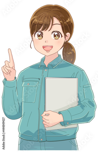 作業着を着た若い技術者スタッフのイラスト