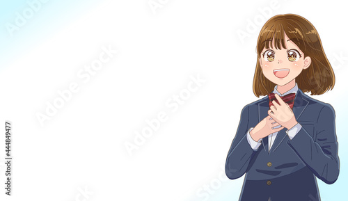 進路に希望を持っている高校生のアニメイラスト