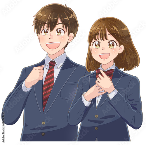 進路に希望を持っている高校生のアニメイラスト