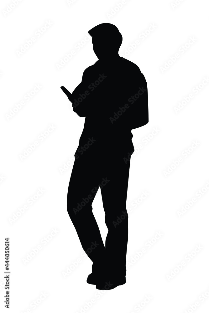Young student with book and backpack silhouette vector on white background Young student with book and backpack silhouette vector on white background