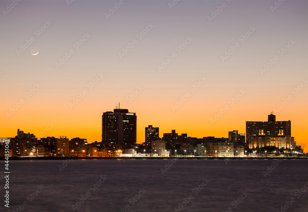 Sunset along the Malecon in Havana, Cuba Sunset along the Malecon in Havana, Cuba