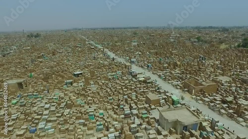 aerial footage of Wadi Al-Salam Cemetery in Najaf city photo