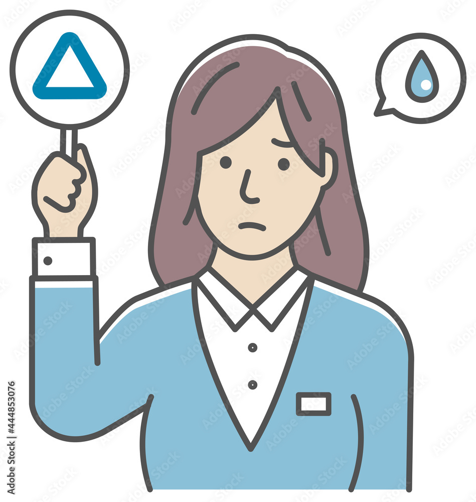 Business woman showing placards illustration ( triangle mark ) Business woman showing placards illustration ( triangle mark )
