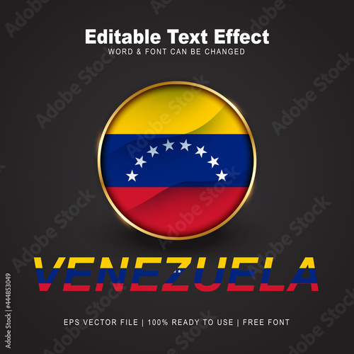 Venezuela text effect style - Editable text effect vector illustration. Venezuela 3d Flag - Copa America 2021 Finalists