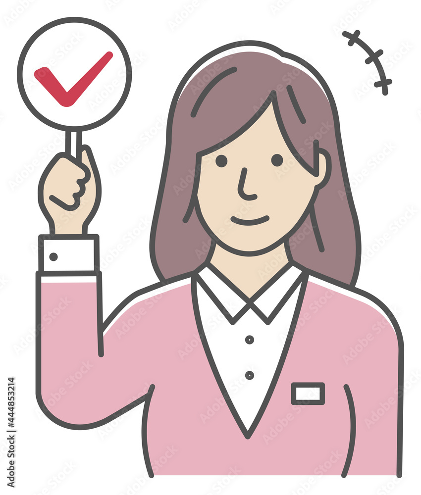 Business woman showing placards illustration ( checkmark ) Business woman showing placards illustration ( checkmark )