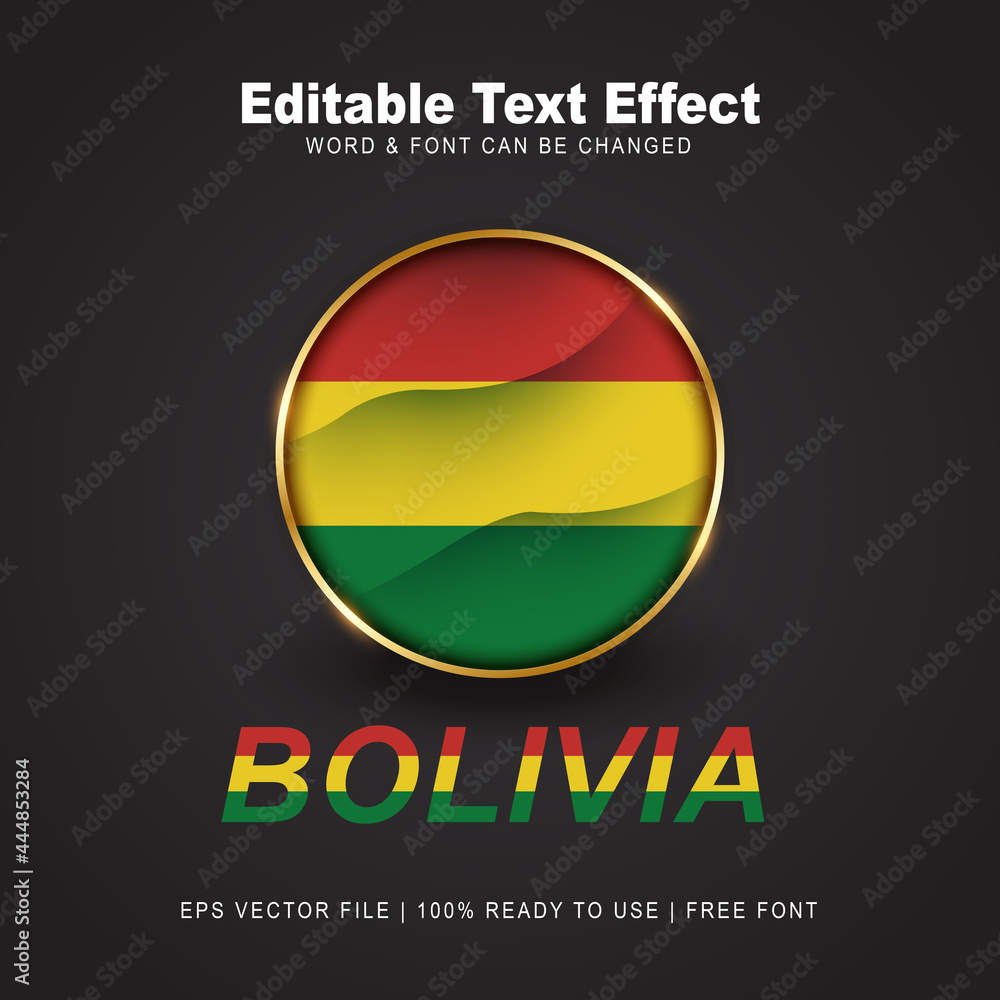 Bolivia Text Effect Style Editable Text Effect Vector Illustration