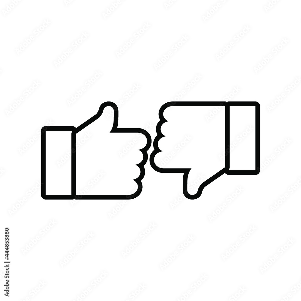 Thumbs up and down, like a dislike icon for social networks. Vector illustration. Thumbs up and down, like a dislike icon for social networks. Vector illustration.