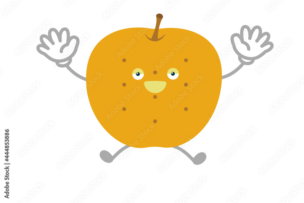 Obraz premium ジャンプするシンプルでかわいい梨のキャラクターのベクターイラスト