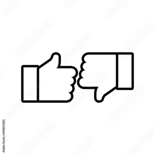 Thumbs up and down, like a dislike icon for social networks. Vector illustration.