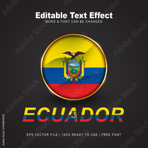 Ecuador text effect style - Editable text effect vector illustration. Ecuador 3d Flag - Copa America 2021 Finalists